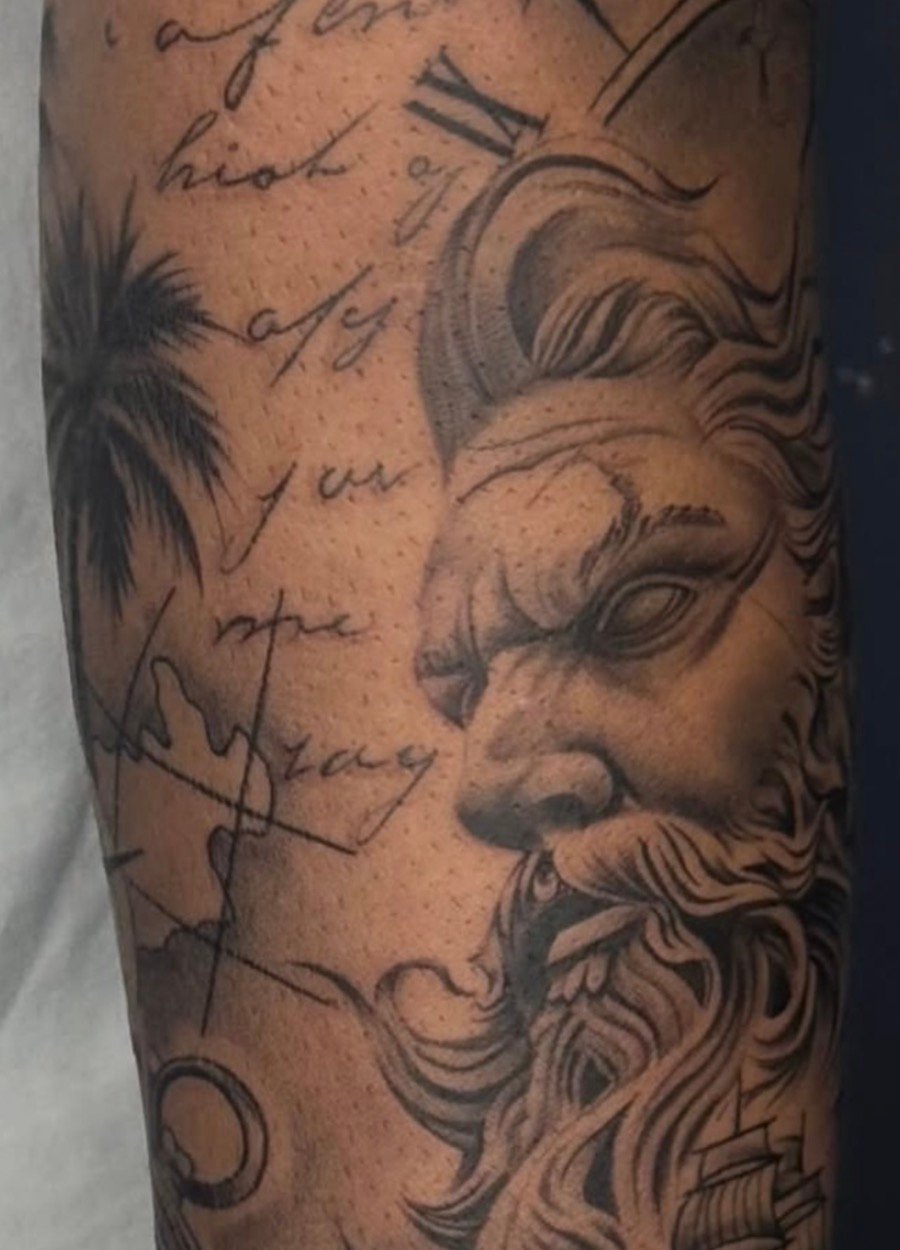 Custom blackwork sleeve tattoo